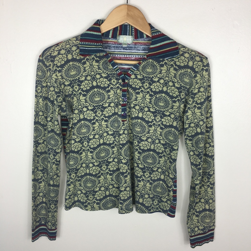 Surkana Long Sleeve Mixed Print Crop Top